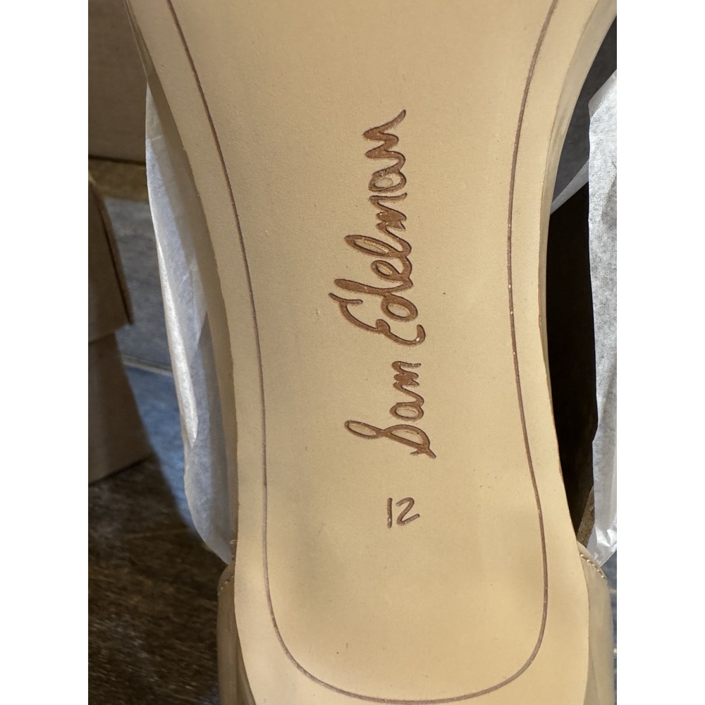 Sam Edelman Patti‎ Ankle Strap Patent Leather Beige Dress Heel Sandal Women 12 - Picture 8 of 10